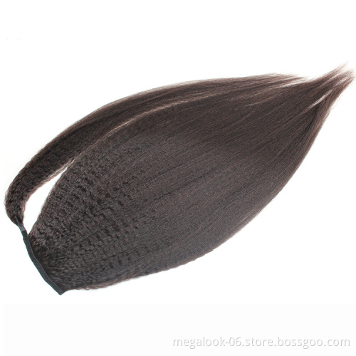 Cheap Kinky Straight Human Hair Ponytail Virgin Brazilian Yaki Straight Ponytails For Black Women